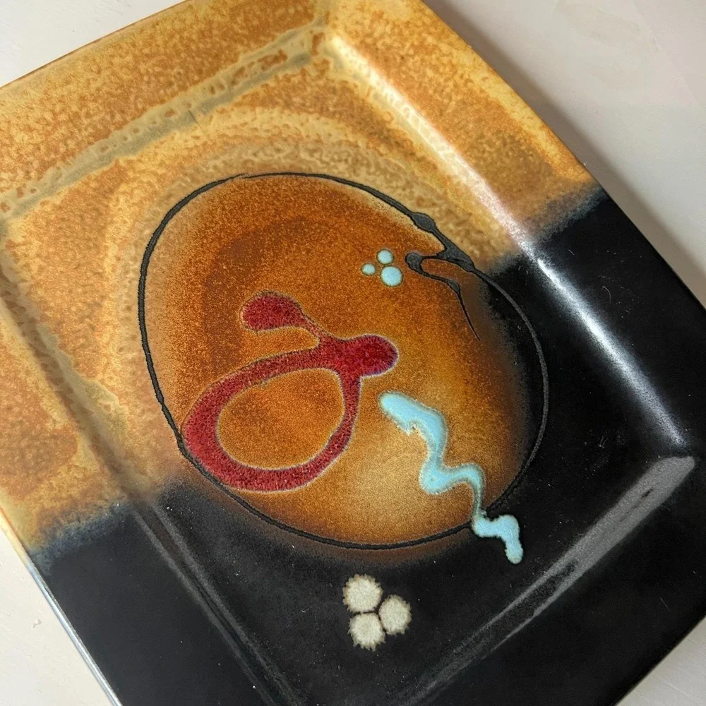 Signed Loren Lukens Studio Pottery Modern Art Dinnerware Plate Platter Vintage